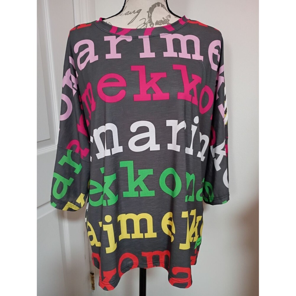 Adidas Marimekko Charcoal Multicolor Letter Print Women's Top XXL